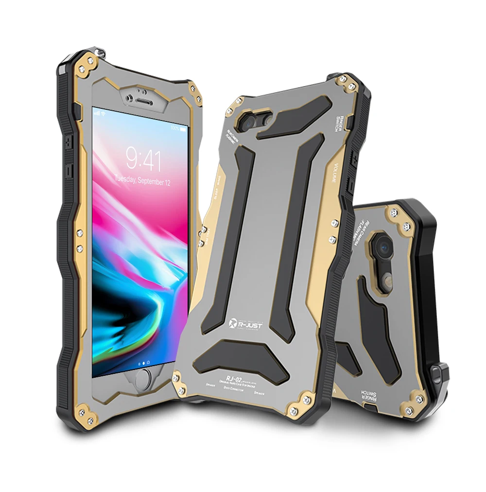 Для Iphone 11 Pro Max X XS XR XS MAX R-JUST Gundam Armor Life водонепроницаемый противоударный алюминиевый металлический мощный чехол