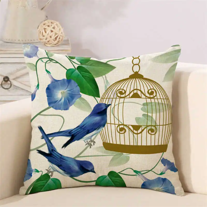 animal pillow case linen bird cushion cover (5)