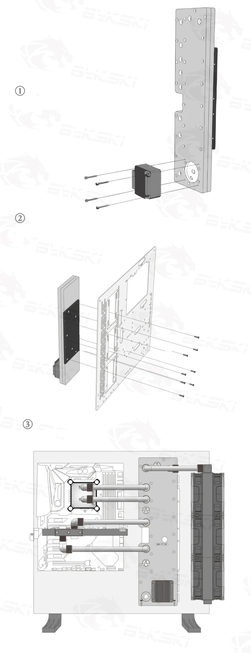 BYKSKI акриловая доска водный канал решение использовать для ThermalTake/Tt Core P3 для ЦП GPU Блок/3PIN RGB/вместо резервуара