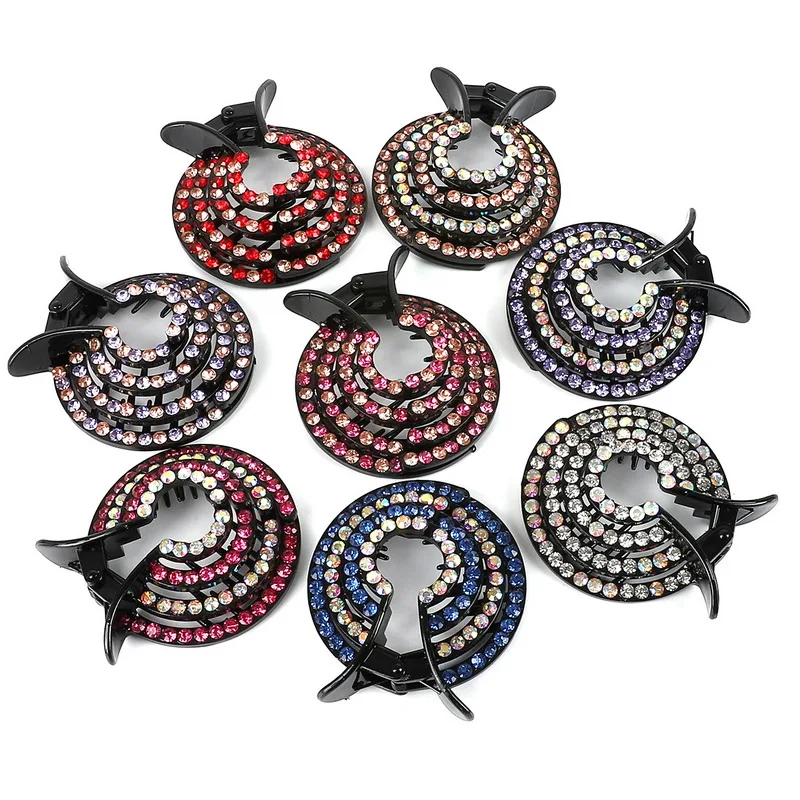 

Fashion Colorful Crystal Hair Accessories Bird Nest Design Bun Maker Hair Claw Hair Clips Girls Ponytail Holder Hairgrip Hairpin