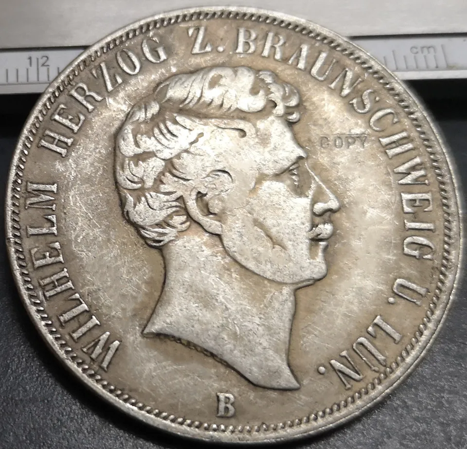 1855 B немецкие Штаты (Брансуик-волфенбуттел) 2 Thaler-Wilhelm копия серебряной монеты | Дом