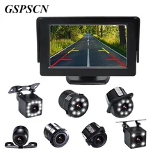 GSPSCN 4.3inch Car HD Monitor With Night Vision Rear View Camera Kit Auto Parking Backup Reverse Monitor TFT LCD Display Color