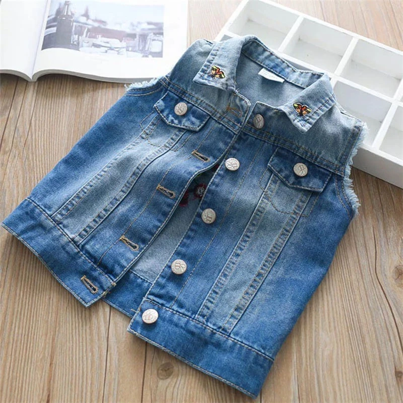 Verano Pavo Real Mariposa bordado Chaleco de mezclilla para niña chaleco casual chaleco masculino bebé chaleco chaqueta delgada jean ca| Chalecos y chalecos| - AliExpress