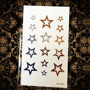 

Lovely Star Temporary Tattoo Gold Metallic Fake Flash Tattoo Stickers Girl Women Makeup Party Tatoo Jewelry Sticker Summer Style