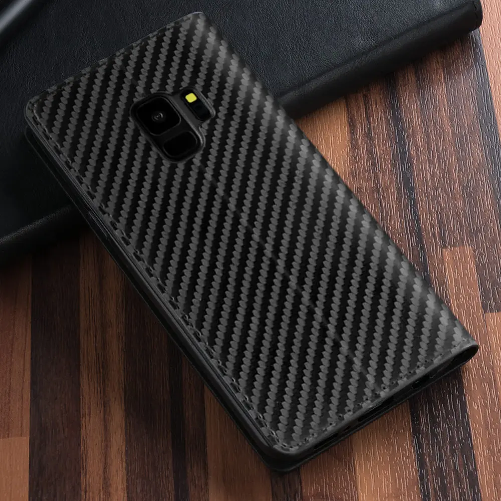 Углеродное волокно флип чехол для samsung Galaxy S9 плюс S10 S10E Бизнес кожаный чехол-бумажник с крышкой для samsung S8 S7 S6 край S5 нео-Записка 9