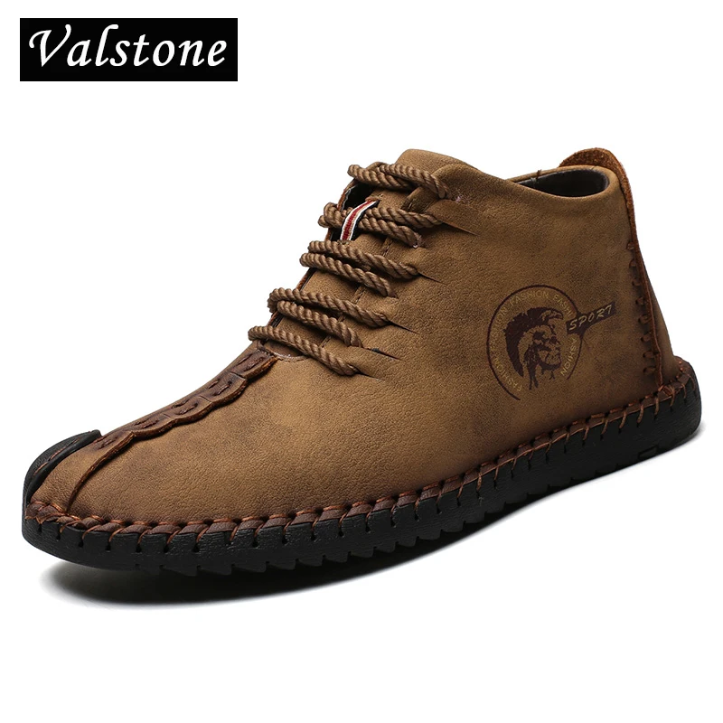 

Valstone Quality Men's Vintage Leather Sneakers Spring summer shoes handtailor outdoor footwear retro ankle Boots plus size 48