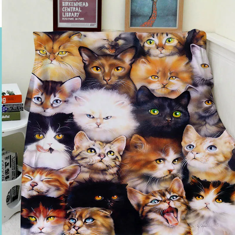 

Blankets Comfort Warmth Soft Cozy Air conditioning Easy Care Machine Wash Funny Pet Animal Kittens Cute Cats