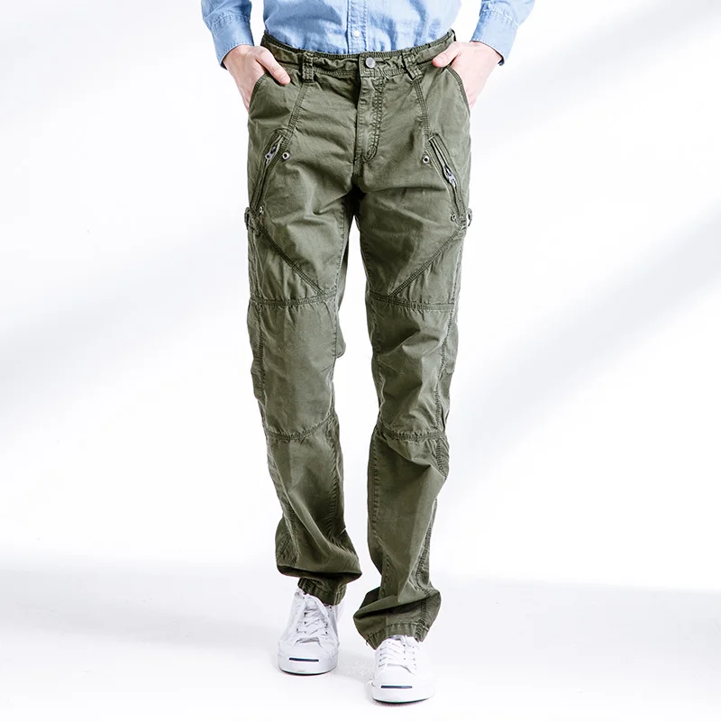 2017 Топ Мода multi карман хлопок сплошной Цвет мужские Брюки карго высокое качество