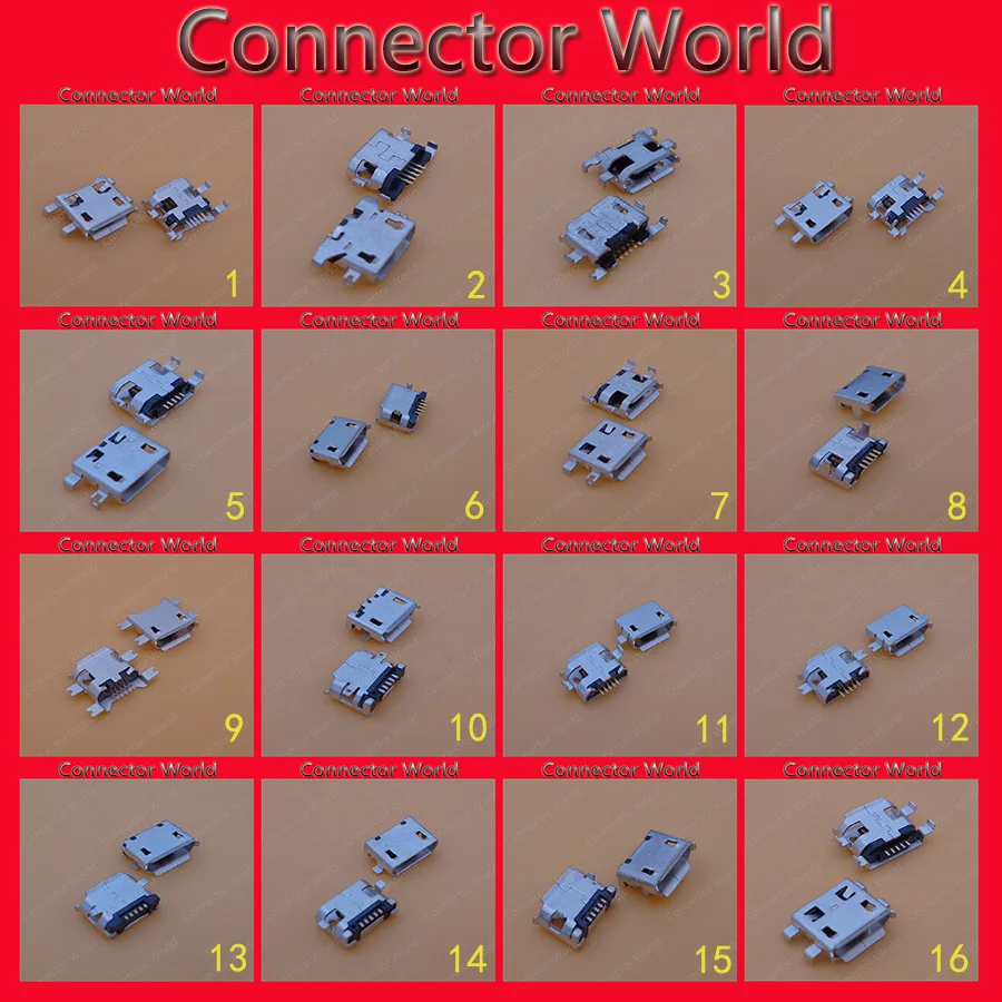 

200pcs Micro mini USB connector 5pin 5 pins Charging tablet socket port Connector for Cell Phone mobile /Smart Phone 20models