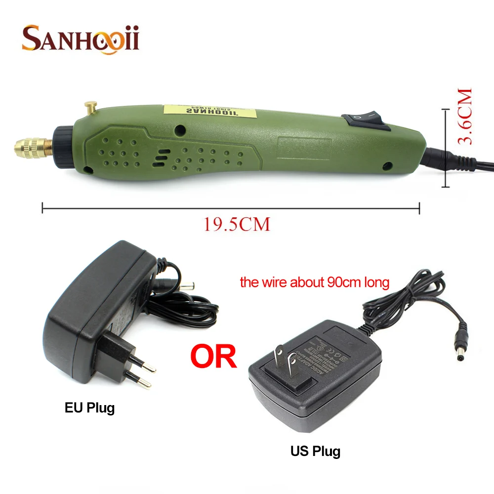 SANHOOII роторный Электроинструмент 16000 об/мин, портативная электрическая дрель 0,5-3,15 мм, аксессуары для сверления dremel, шлифовальная электрическая дрель