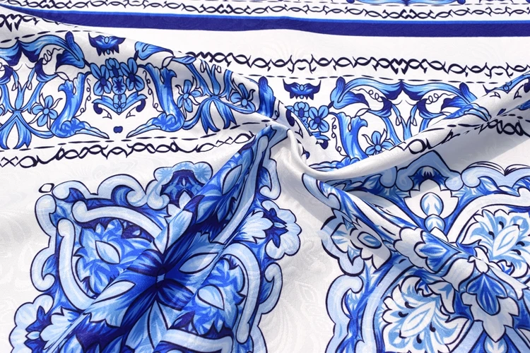 80*145 см/шт. Синий и белый фарфор жаккардовая парча ткань для платья пальто tissus au метр DIY tissu telas Мода costura