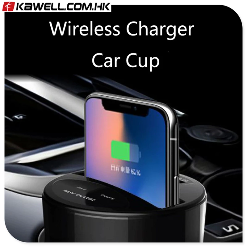 

100pcs a lot Car Cup Wireless Charger Qi Charging Stand for iPhone 8 X 10 iPhonex USB induction Charge Holder