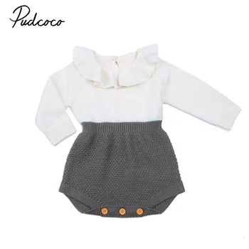 

Newborn Baby Girl Clothing Antumn Winter 2017 Knitting Tops Long Sleeve Bodysuits Warm Jumpsuit Cute Baby Girls Outfits Clothes