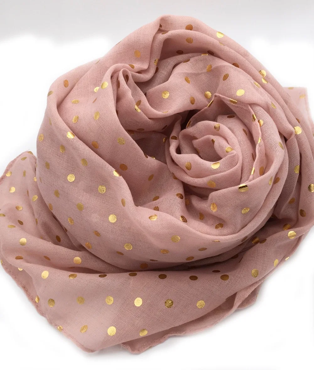 

Pink metallic mini foil polka dot print long scarf
