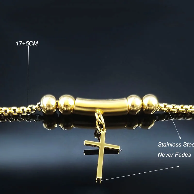 Модный браслет-цепочка из нержавеющей стали с крестом для женщин, браслеты золотого цвета, браслеты, ювелирные изделия, Браслеты mujer moda B18435
