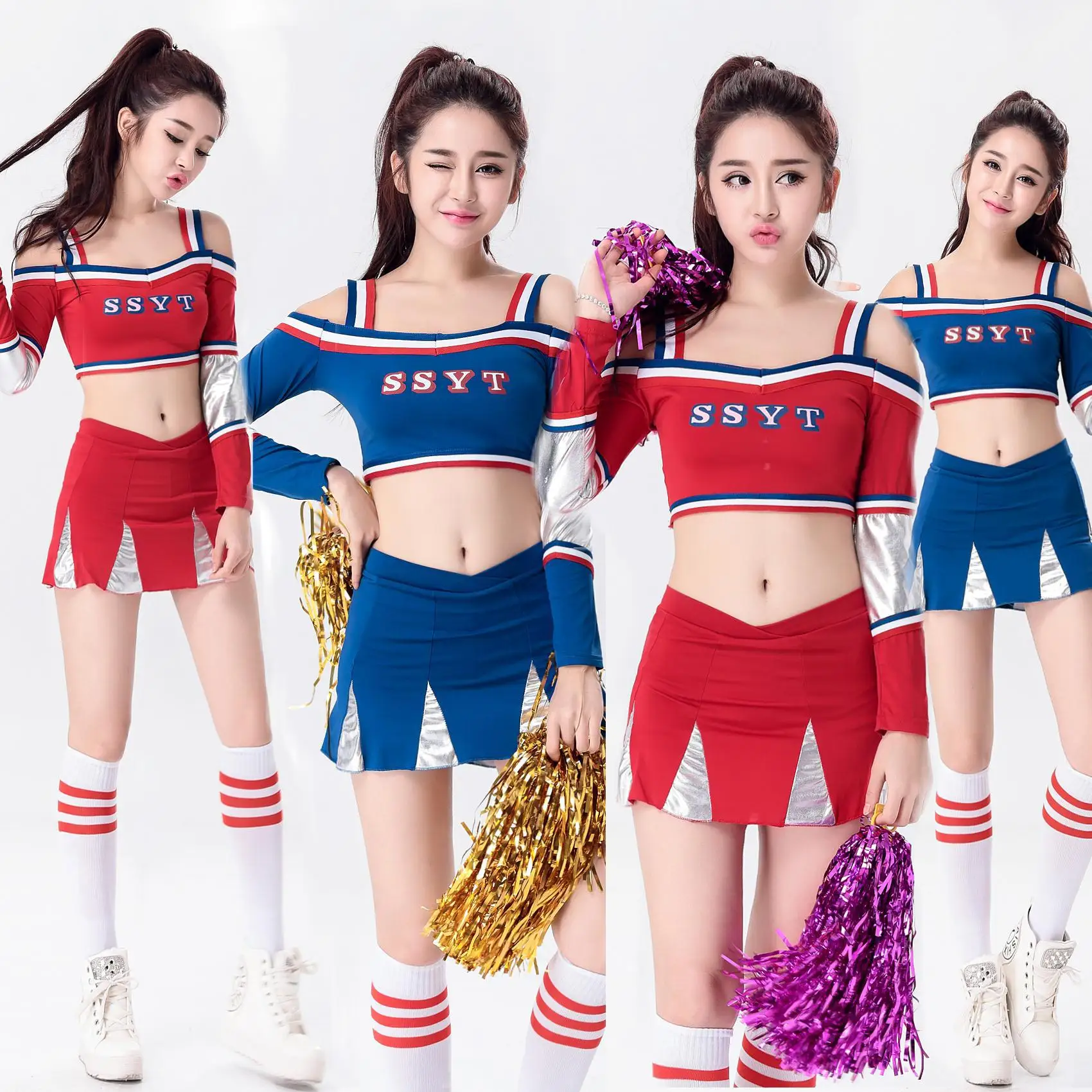 Long Sleeved Split Cheerleading Dress Student Dress Sports Cheerleading