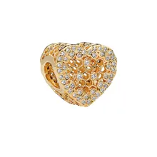 Новая Полировочная 18ct позолоченный прозрачными камнями для пчелиных сот с бисерной вышивкой и кружевами для Для женщин серебро 925 ювелирных украшений Hand-Made, соответственные Европейской Пандоре обаятельные SH002