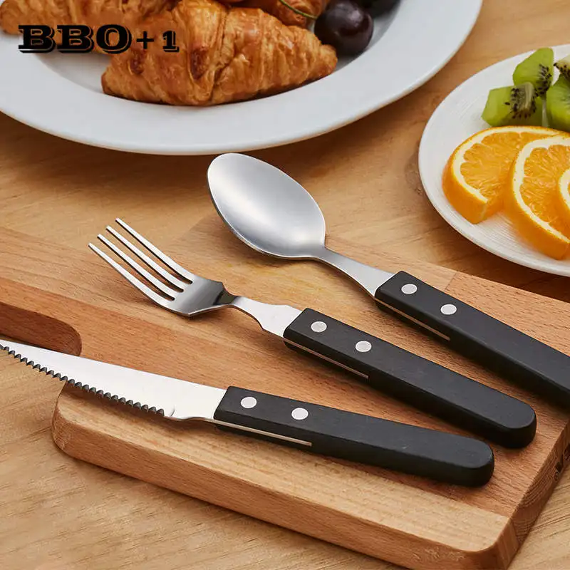 Black Cutlery set Fork Knife Spoon Travel Cutlery set Korean Flatware Stainless Steel Dinnerware Portable Wood Dinner Sets 3pcs Black Cutlery set Fork Knife Spoon Travel Cutlery set Korean Flatware Stainless Steel Dinnerware Portable Wood Dinner Sets 3pcs