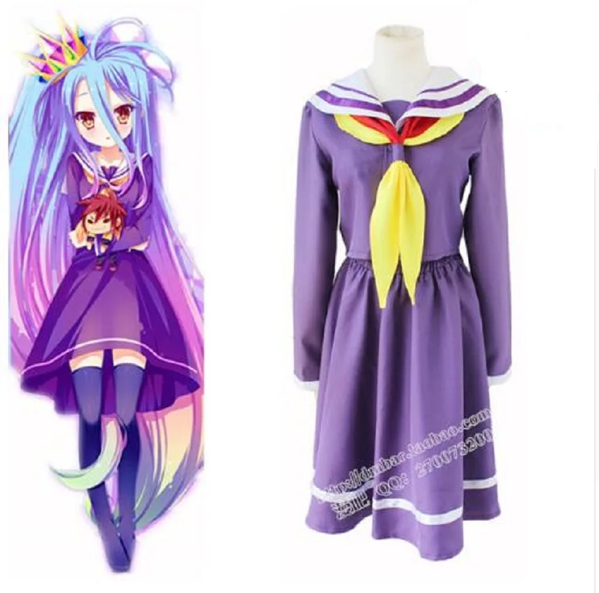 

New 2017 No Game No Life Cosplay Shiro Costume Halloween Women Clothes Carival Dress Sailor Suit Anime Japanese School Uniform
