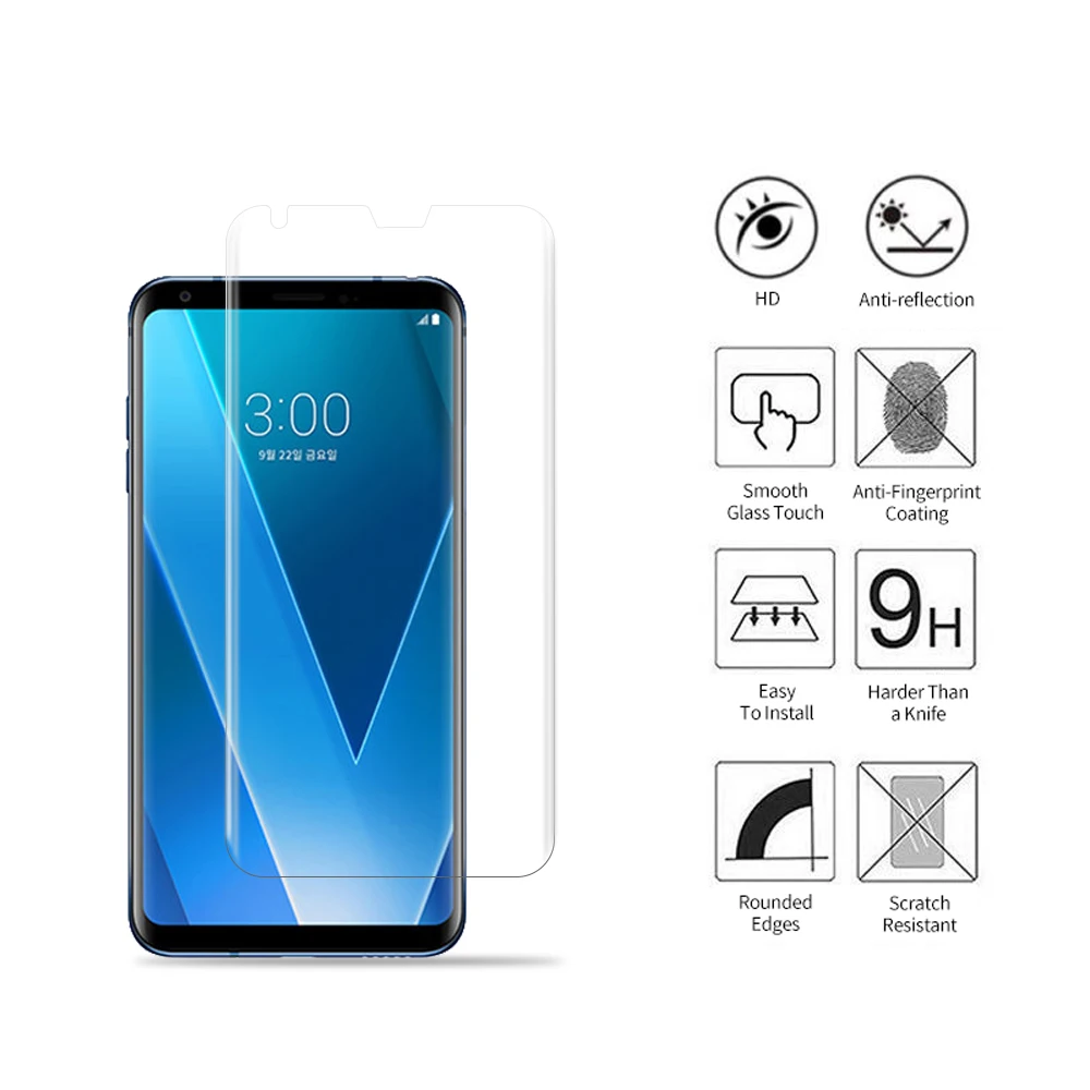 Полный клей УФ закаленное стекло для экрана пленка для LG V30 V40 V50 G7 G8 полное покрытие 3D УФ светильник жидкая пленка для LG V50 LG G8