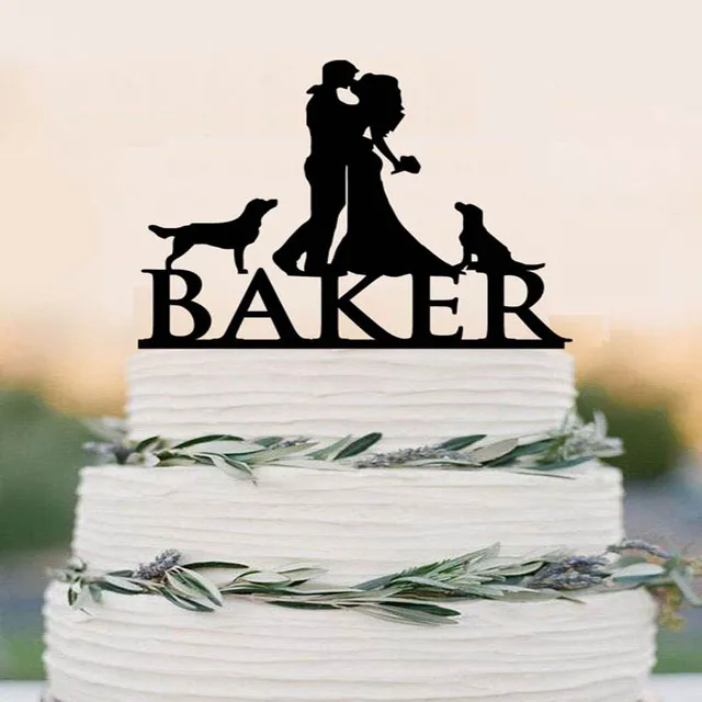 Bride And Groom Cake Toppercouple Silhouettecustom Cake Topperdog