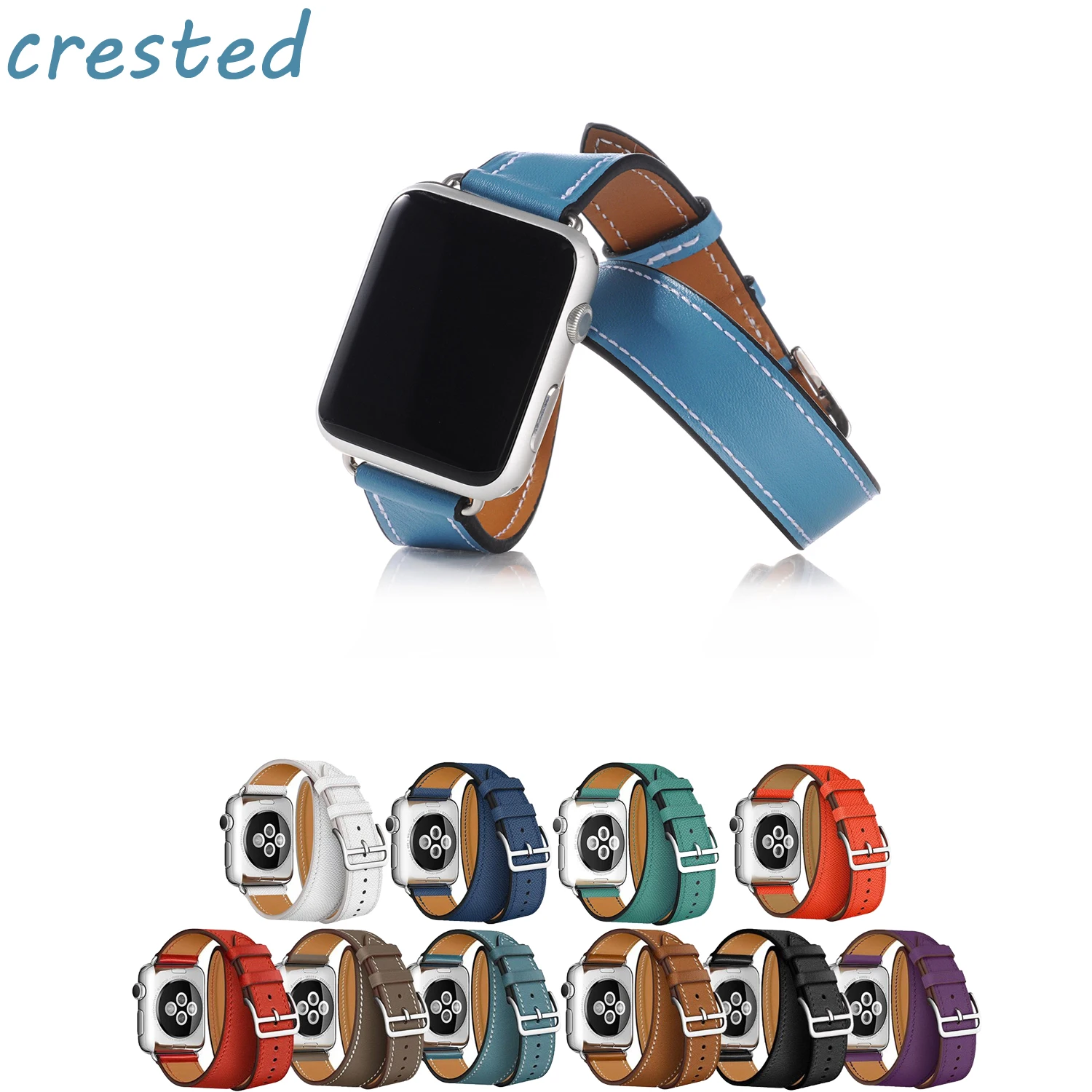 Prix AIGRETTES Véritable montre En Cuir bande pour apple montre 3 42mm 38mm bracelet bracelet pour iwatch Hermes 3 2 1 Double tour horloge bande