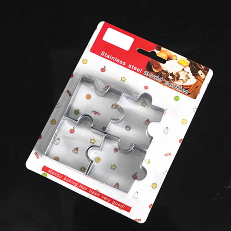

4pcs Stainless Steel Puzzle Piece Cookie Cutter Cake Frame Mold Fondant Sugarcraft Baking Tools Accessories