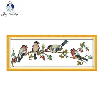 

Joy Sunday Needlework DIY Cross Stitch Full Embroidery Bullfinches 14CT 11CT Printed Bedroom Living Room Cross-Stitch Painting