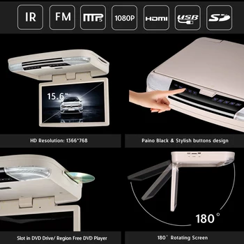 

15.6 inch Roof Mount DVD Player with USB SD MP5 Player IR FM Transmitter,HDMI,Wireless games
