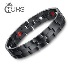 Хорошее качество целебные пихтовые магнитные титановые био Энергетические Браслеты 22 см ширина черный терапевтический браслет мужской подарок ювелирные изделия