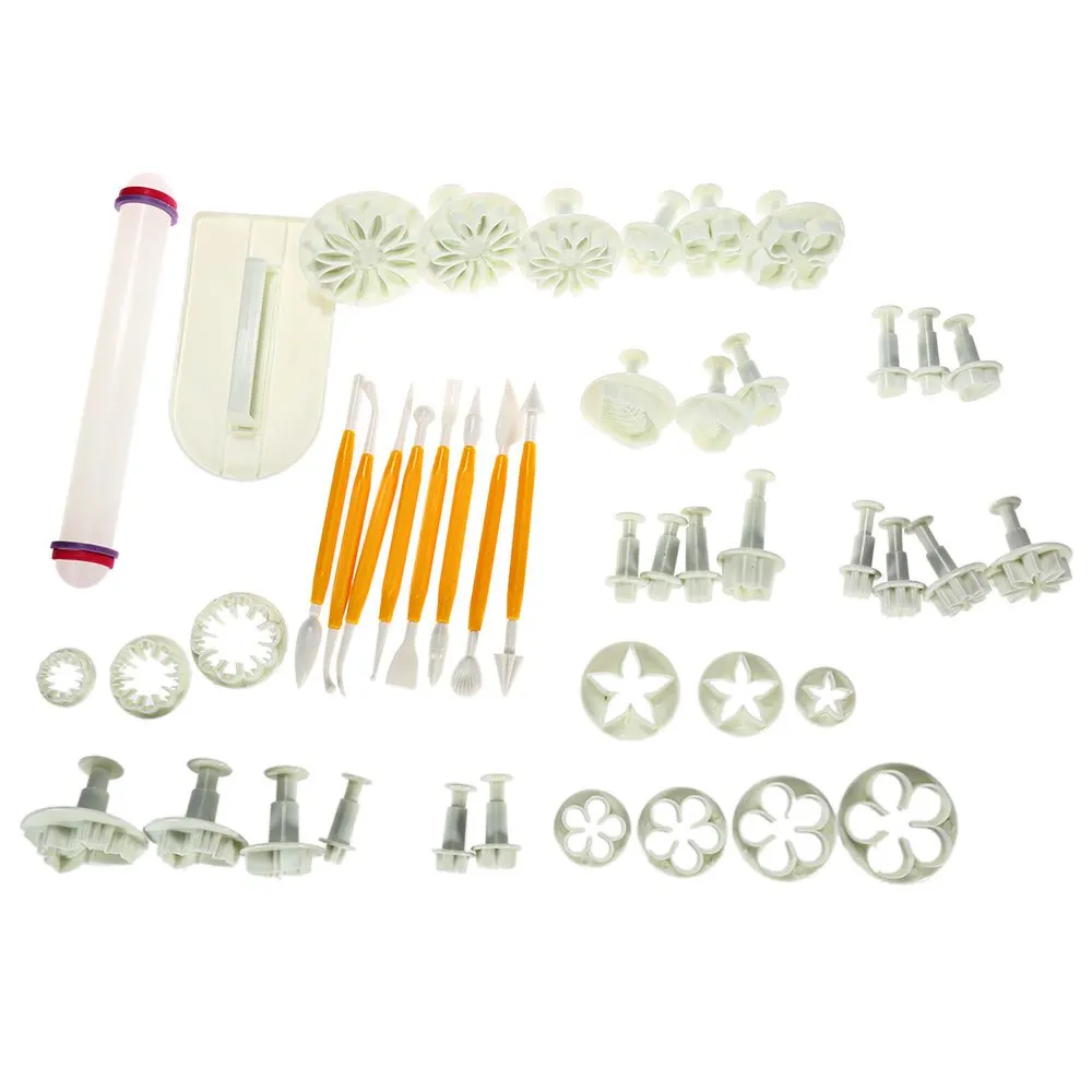 Create Professional Looking Flowers Designs 46pcs Flower Fondant Cake Decorating Kit Cookie Mold Icing Plunger Cutter