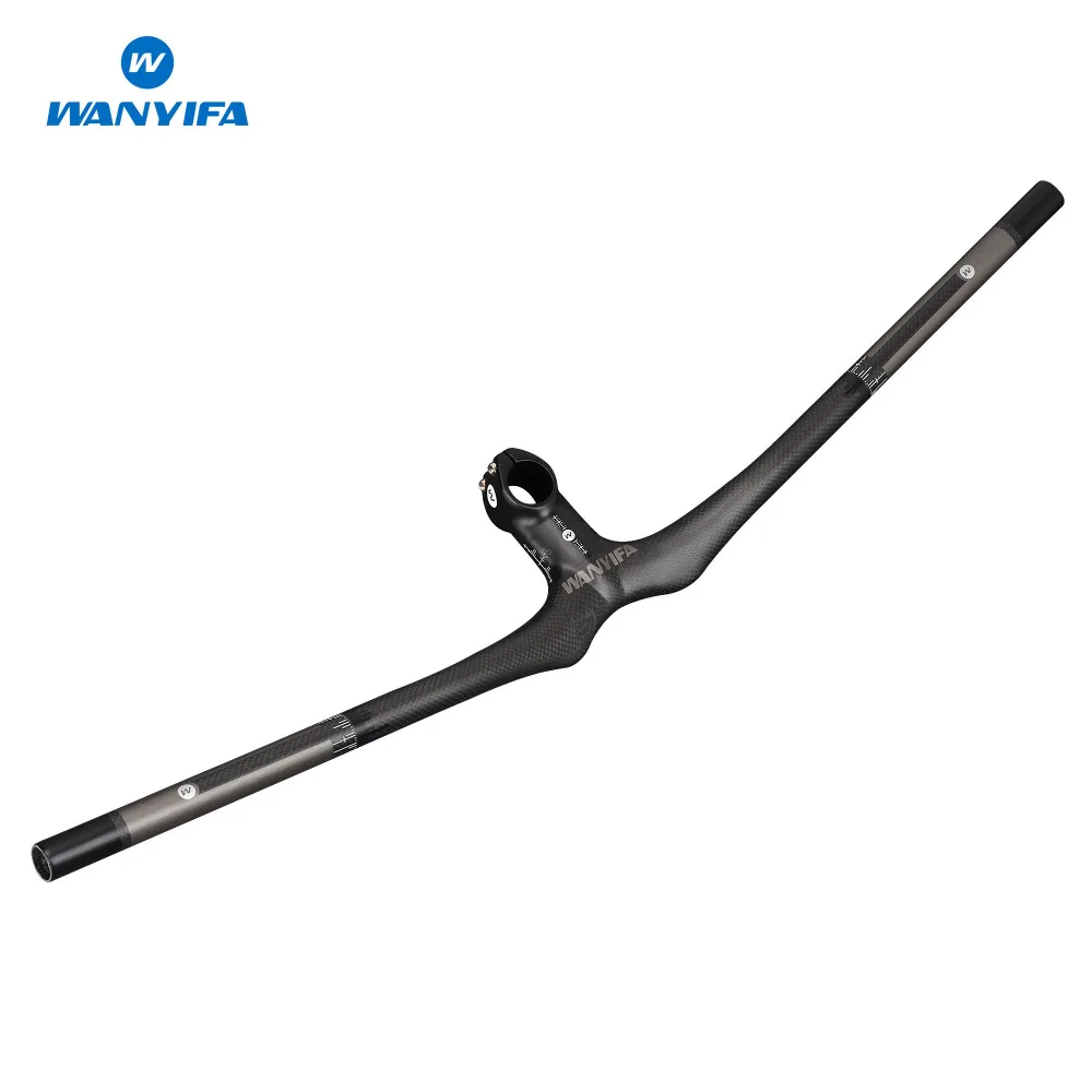

Wanyifa Bicycle Integrated Horizontal Handlebar Stem 3K Full Carbon Fibre Bicycle Handlebar MTB Bike Part