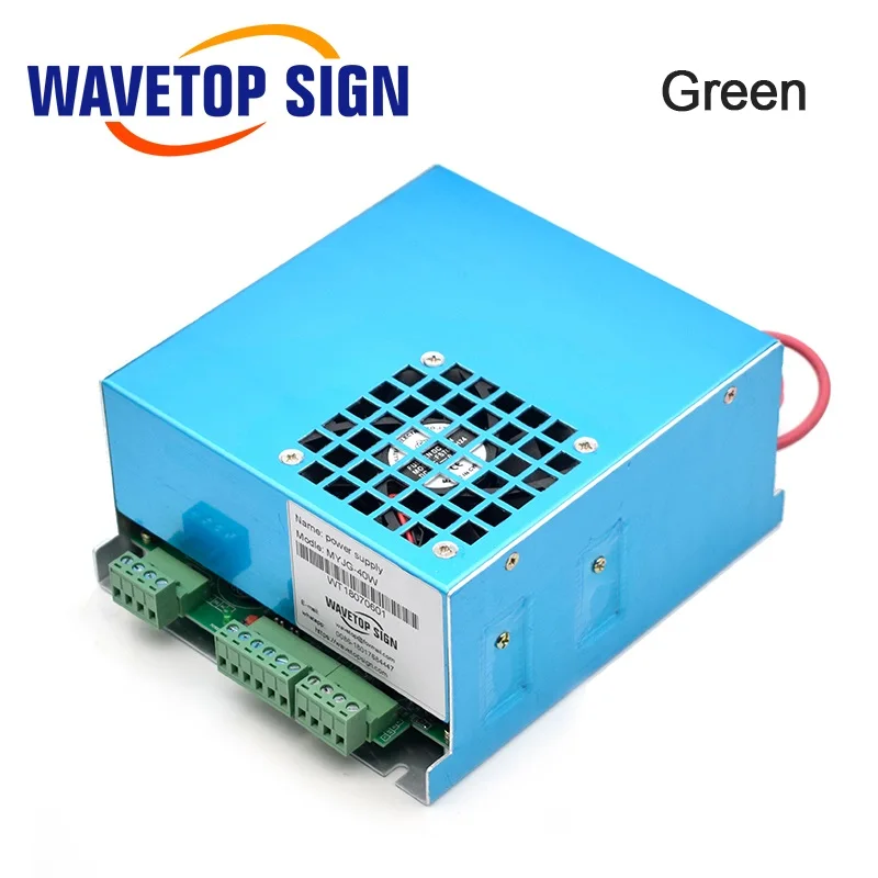 WaveTopSign MYJG-40 CO2 лазерный источник питания 40 Вт 110 В/220 В для CO2 лазерной трубки высокого напряжения гравировальный станок для резки - Цвет: Green