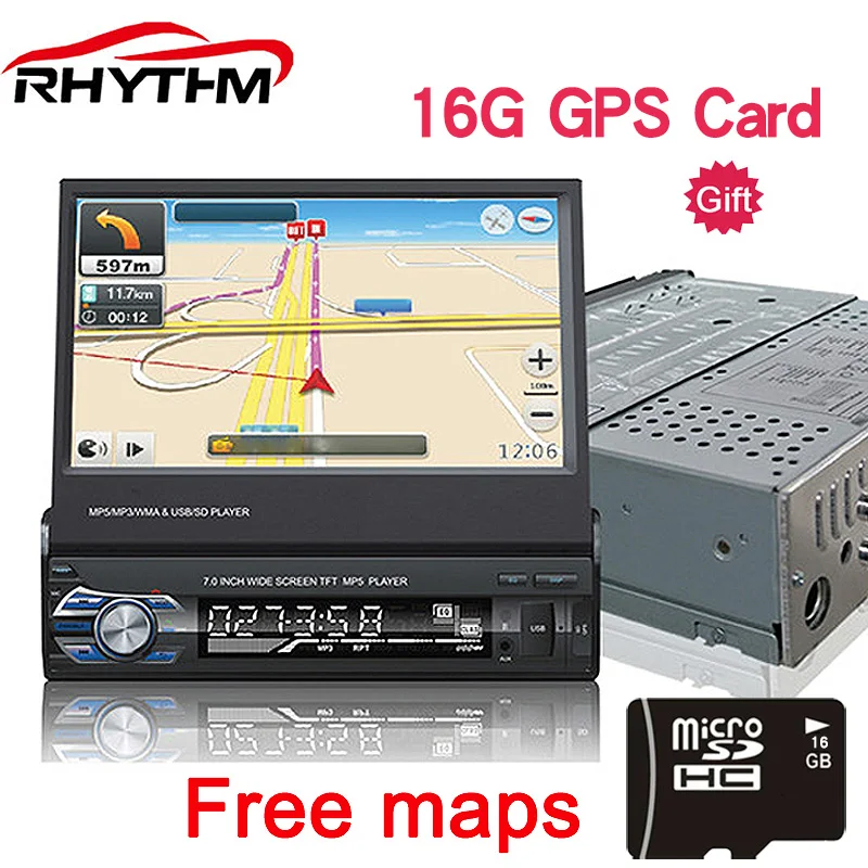 

1din Car Stereo Bluetooth 12V Retractable Autoradio Universal 7 inch Touch Screen FM MP5 USB/TF Radio In-Dash Remote Control 16G