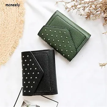 

Hot Sale Fashion Short Rivet Women's Wallets Lady Mini Card Holder Wallet Female Credit Card Coin Purse