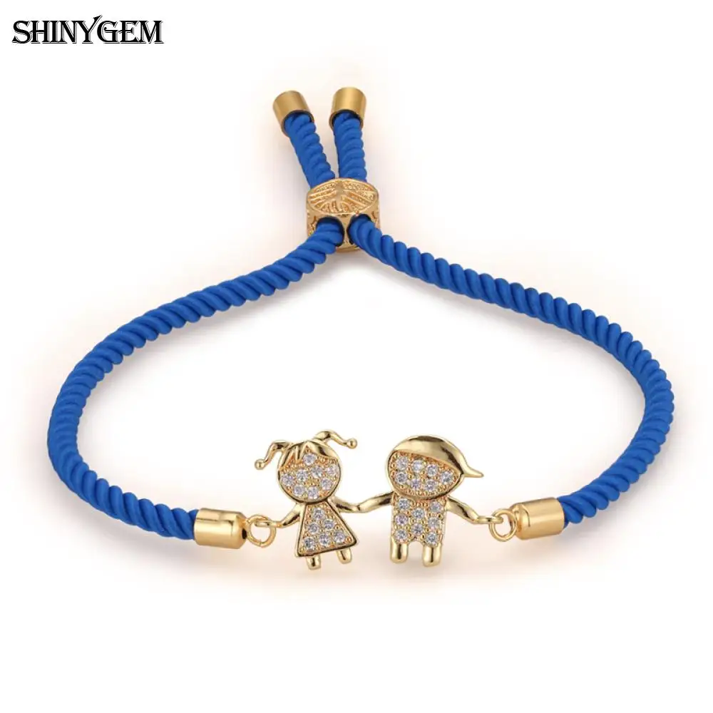 ShinyGem милые браслеты дружбы розовое золото/черный/посеребренный Шарм Браслеты
