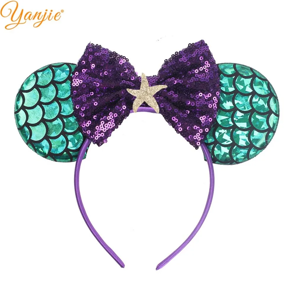head scarves for women Mermaid Mouse Ears Headband Sequin Hair Bows Hairband DIY Girls Hair Accessories For Kids Trendy Spring Haarband Mujer best hair clips
