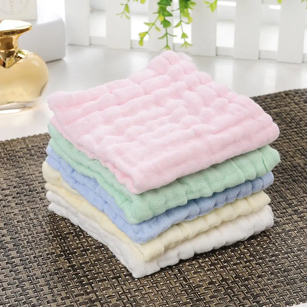  Kidlove 5PCS 6-layer Pleated Cloth Square Baby Handkerchief Face Towel for Shower 25*25CM
