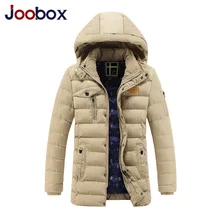 JOOBOX 2016 Зимняя Куртка Мужчины Новая Мода Молния Теплый Хлопок-Проложенный Parka Мужчины Случайный Съемный колпачок Большой Ярдов Camperas Hombre