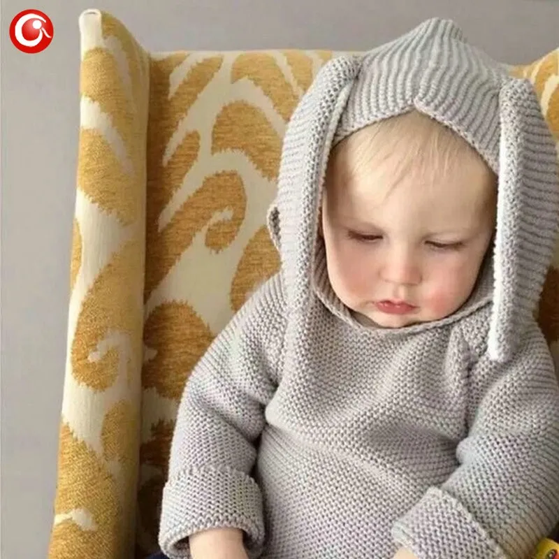 Autumn Crocheted Knitting 3D Rabbit Pattern Baby Girls Cardigan Children Toddler Boys Cotton Sweater Kids Warm Jumper 1-5Y (7)