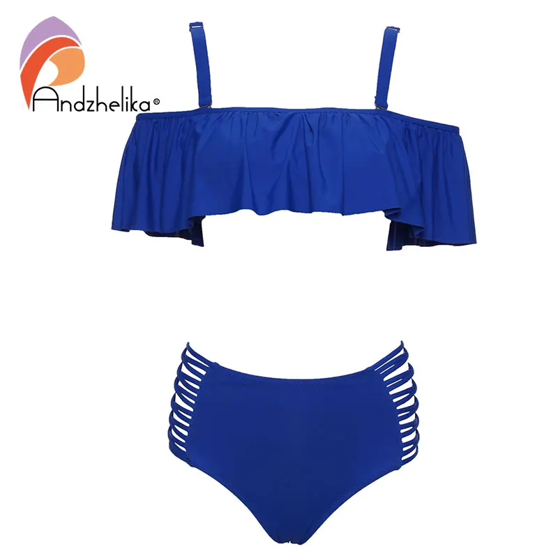 Andzhelika bikini 2018 женский купальник бикини с завышенной талией и эффектом пуш апп