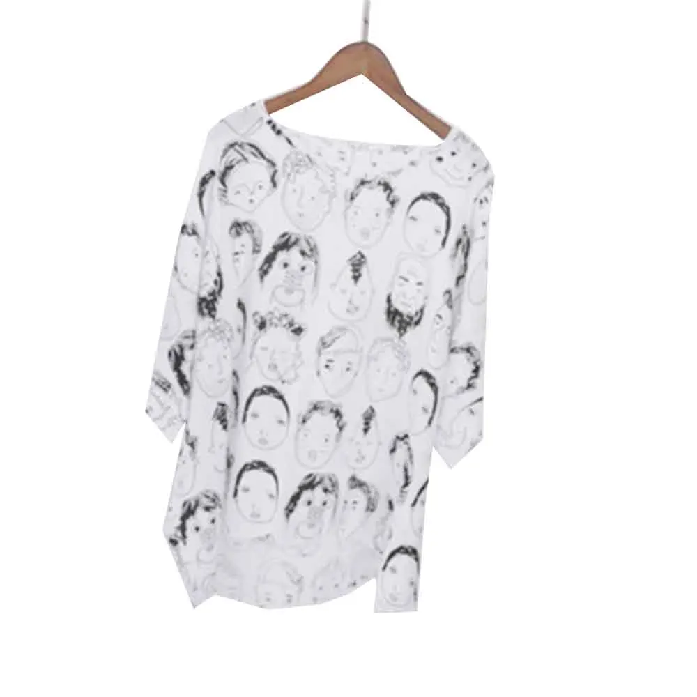 

Fashion Character Printed T-shirt Women Graffiti Streetwear O-NeckCotton Loose Tops Graffiti Oversized T Shirt Harajuku 2019 For