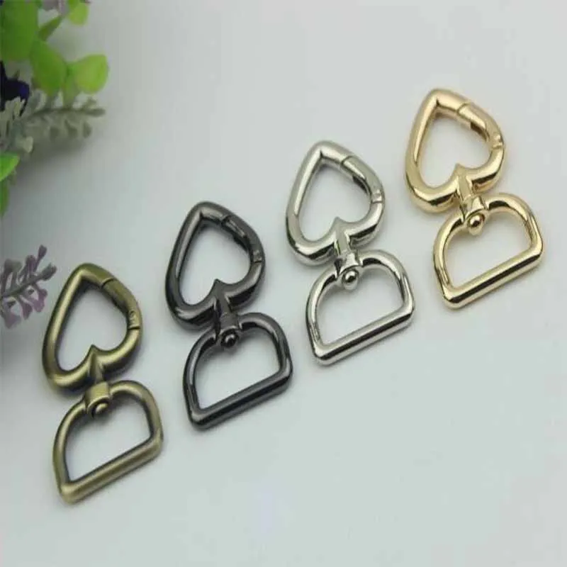 

10pcs/lot 4 color 2 cm inner diameter open heart spring coil heart open ring 6 part connect button
