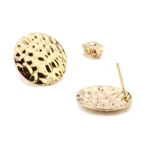Boucles d'oreilles en acier inoxydable 16mm, à clous ronds et carrés, à Base d'oreille, en acier inoxydable, avec boucle, fait à la main