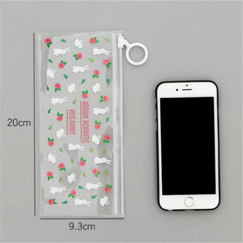 PVC Transparent Pencil Bags Mysterious Small Flowers Animals Waterproof Stationery Storage Office School Supplies Pencil Case