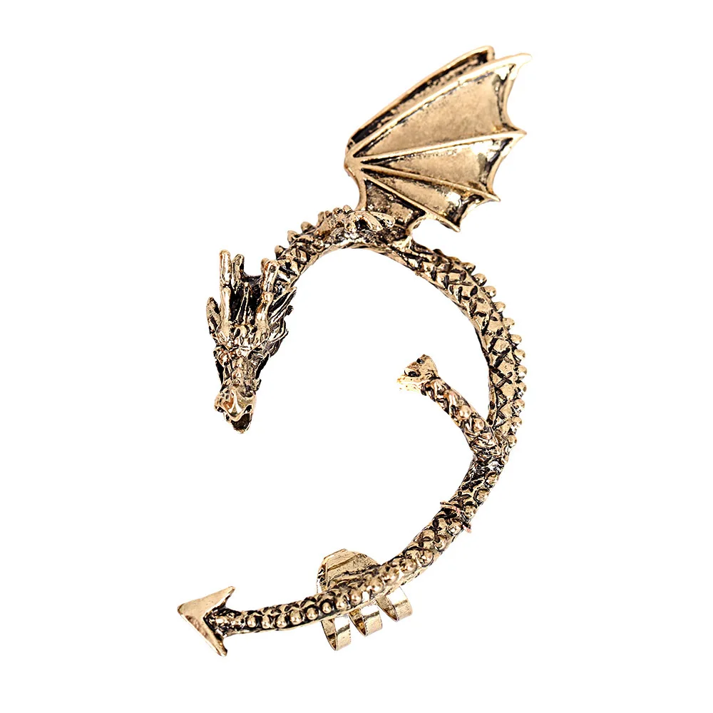 Yojoran, 1 шт., серьги-манжеты в стиле панк с крыльями дракона, 3 цвета, не удерживающие левое ухо, мужские и женские серьги, готические серьги в виде животных - Окраска металла: Bronze