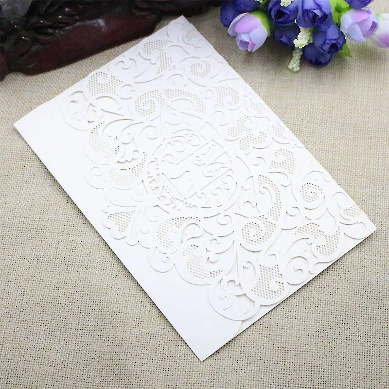  10 Pcs/Set European Designed High Quality Luxury Hollow Wedding Invitations Card Retro High-end Bus - 32938528337