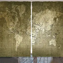 Антикварные шторы карта старого мира с большой текстурой Ностальгический древний план Атлас следа жизни мира гостиной спальни Декор