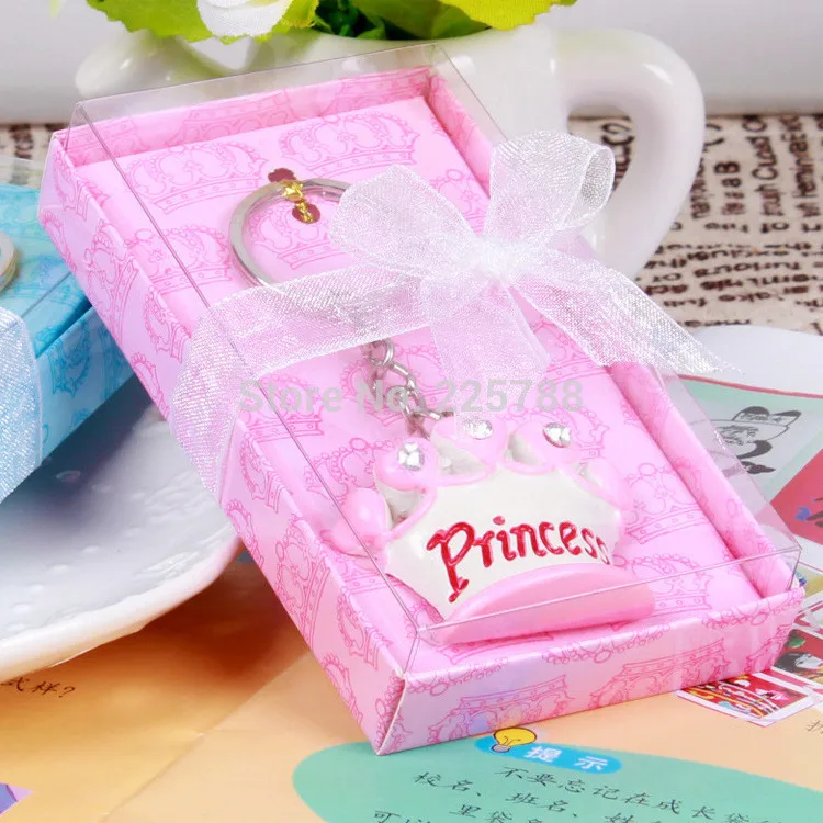 1 шт. для маленьких девочек принцесса императорская корона брелок для ключей брелок ленты подарочная коробка душа ребенка пользу сувенир, подарок на свадьбу