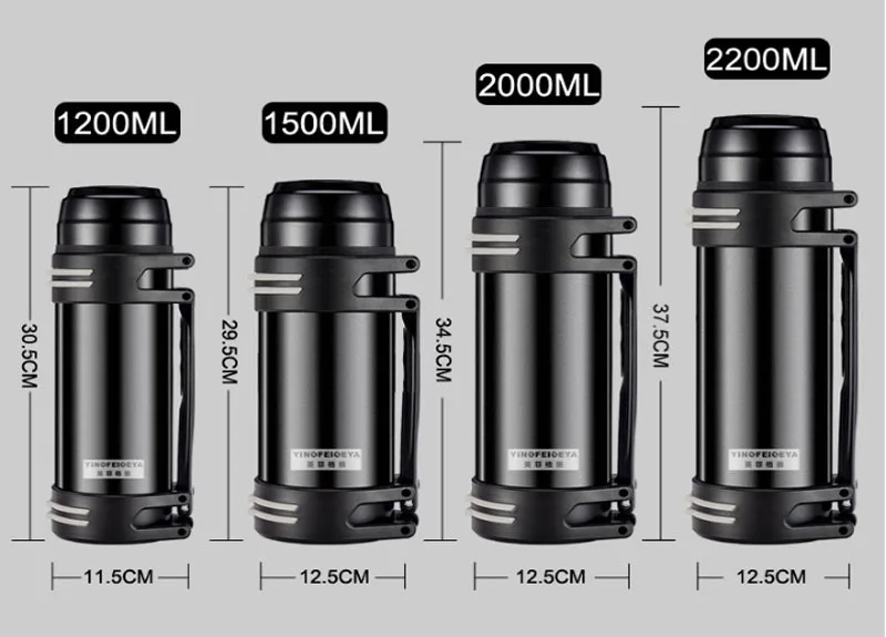 Термос с изоляцией из нержавеющей стали 1.2L/1.5L/2L/2.2L/2.6L/3L путешествия альпинизм кофейные кружки тепловой вакуумный горшок